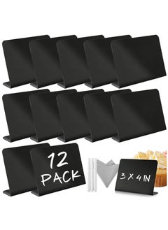 Y&D Mini Chalkboard Signs with 3 Marker Pens and 1 Gray Cleaning Cloth Small Black Chalk Board Erasable Rectangle for School Message Sign Wedding Birthday PartyPackage Cont  - Image 1