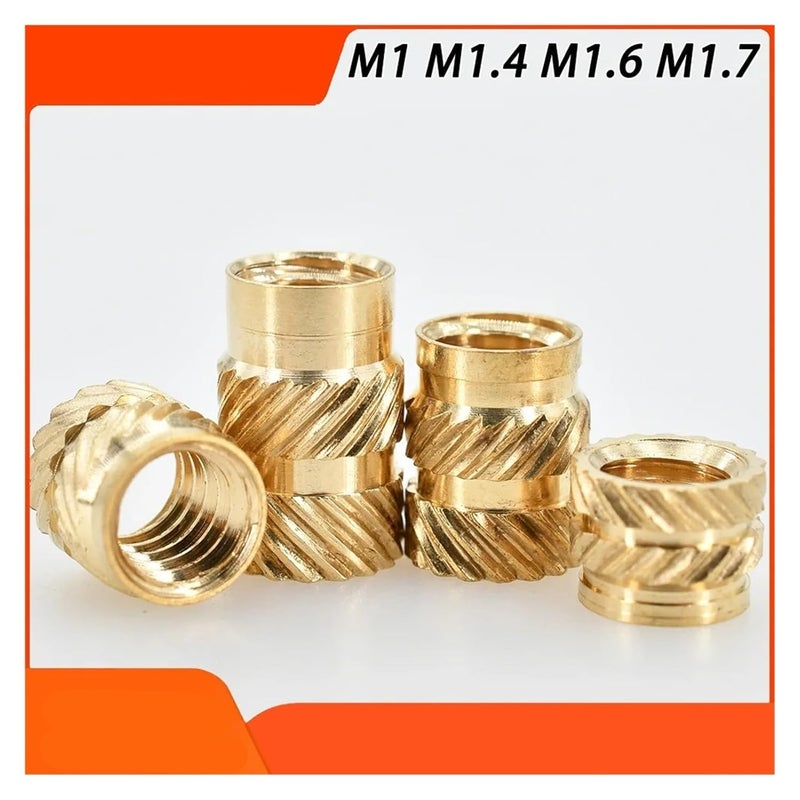 مكونات نحاسية ساخنة الذوبان للطباعة ثلاثية الأبعاد - مقاسات M1، M1.4، M1.6، M1.7، مع خيوط متعرجة للتثبيت في المواد البلاستيكية (100 قطعة، مقاس M1.4x4x2.3) - Image 3