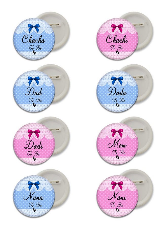 D2c - D2C Baby Shower Button Badges For Full Family Members Dad To Be, Mom To Be, Dada To Be, Dadi To Be Etc (Variations 3), Multicolor - Image 1