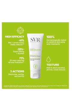 SVR SVR Sebiaclear Moisturizing Face Cream - Niacinamide, Hyaluronic Acid and Ceramides - Soothing Moisturizer for 48h of Hydration - Reduces the appearance of marks - For Oily Sensitive Skin, 1.4 oz.  - Image 4