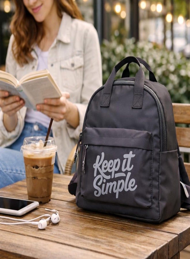 QIPS Keep It Simple 11-Inch Stylish & Trendy Mini Backpack for Travel, College & Daily Use | Compact & Durable Bag for Girls & Women - Dark Grey - Image 2