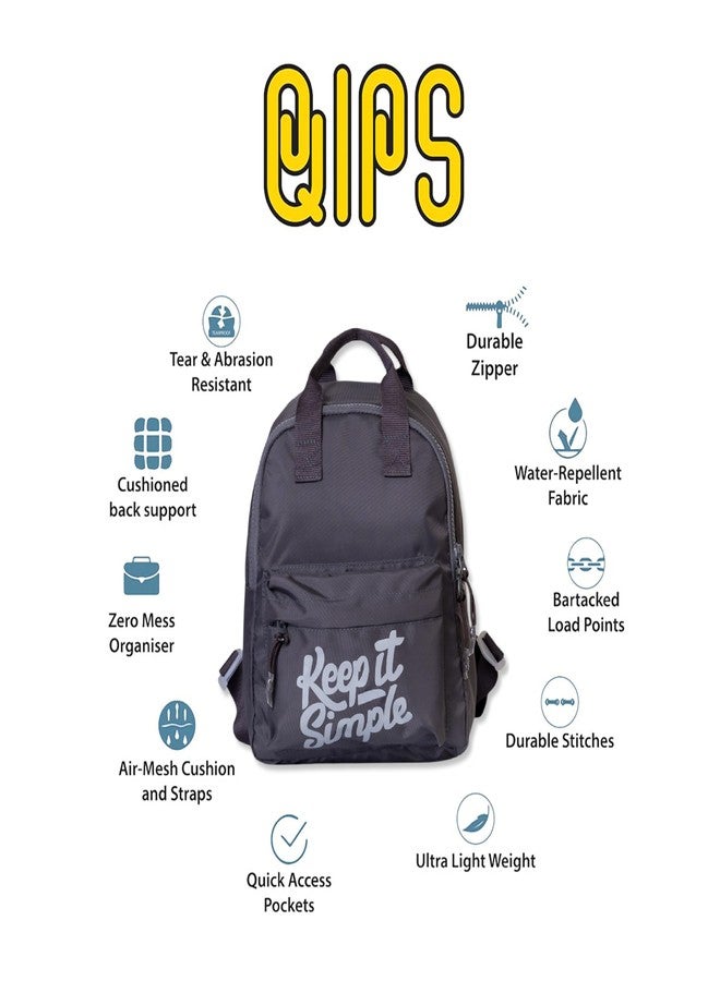 QIPS Keep It Simple 11-Inch Stylish & Trendy Mini Backpack for Travel, College & Daily Use | Compact & Durable Bag for Girls & Women - Dark Grey - Image 4