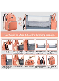KITCHENOO Multifunctional Baby Diaper Bag Backpack with Portable Bassinet and Insulated Bottle Pockets  - Image 3
