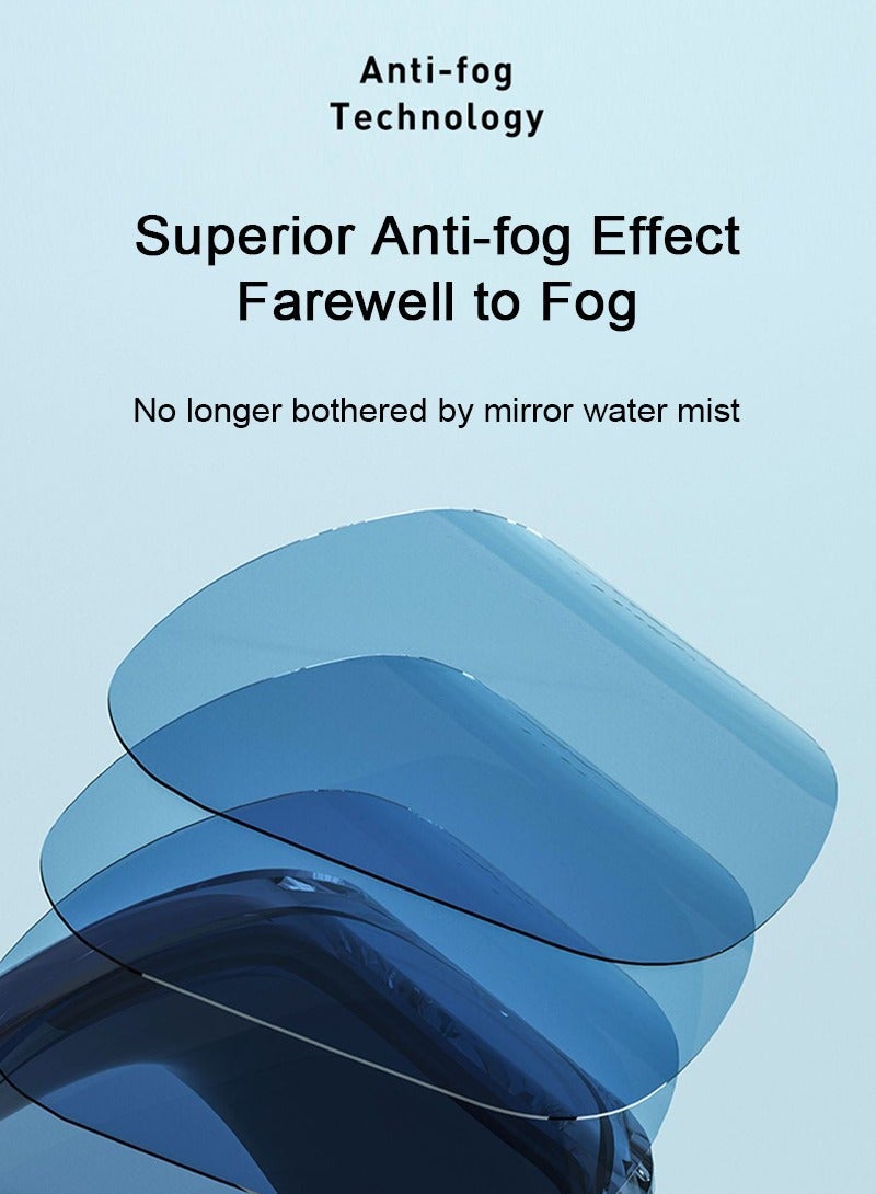 YUKE 3D Anti-Fog Swimming Goggles for Adults - Swimming Goggles Set with Swimming Cap, Ear Plugs, Nose Clip, Waterproof Leak-proof Swimming Goggles with Adjustable Silicone Goggle Strap Suitable for Men, Women (White) - Image 3