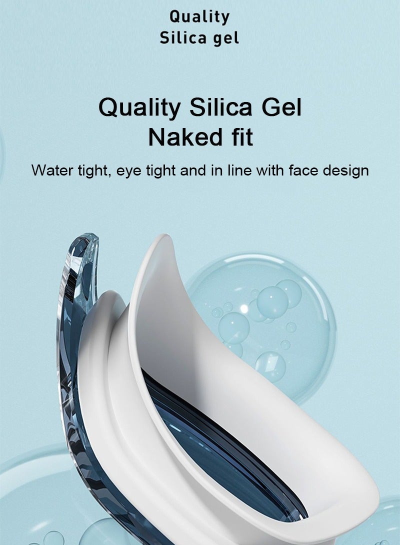 YUKE 3D Anti-Fog Swimming Goggles for Adults - Swimming Goggles Set with Swimming Cap, Ear Plugs, Nose Clip, Waterproof Leak-proof Swimming Goggles with Adjustable Silicone Goggle Strap Suitable for Men, Women (White) - Image 5