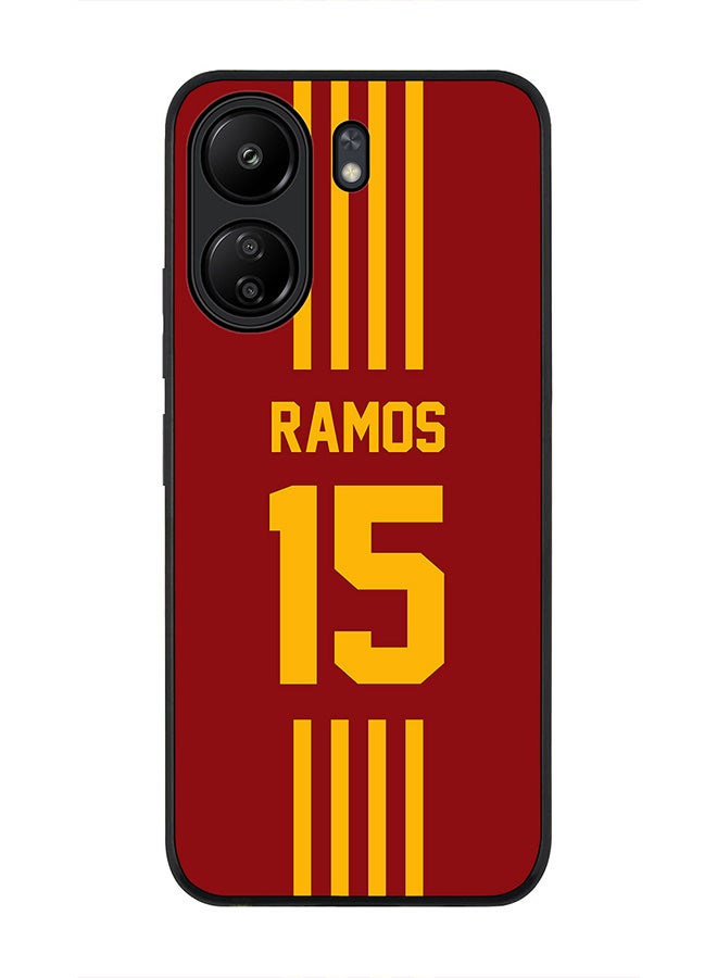 Stylizedd Rugged Black Edge Case for Xiaomi Redmi 13C 4G, Slim fit Flexible Case Cover - Football Team - Spain , Player Name - Ramos - Image 1