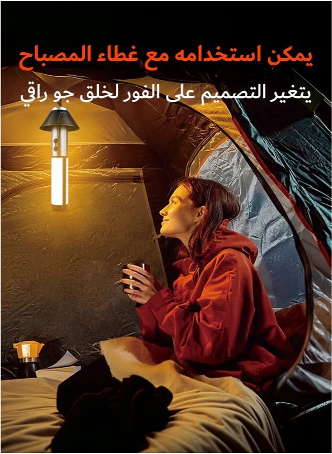 أس تس إل مصباح تلسكوبي LED قابل لإعادة الشحن، فانوس تخييم، خطاف مصباح يدوي متعدد الوظائف، شحن سريع، إضاءة بزاوية واسعة للمشي لمسافات طويلة في الهواء الطلق في حالات الطوارئ (أسود) - Image 2