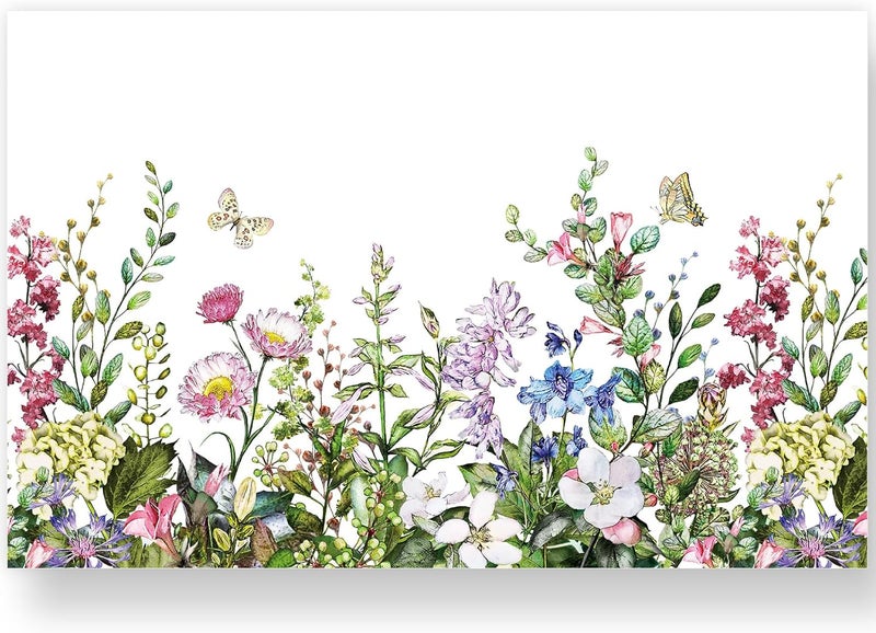 JarThenaAMCS 50 Sheets Spring Floral Paper Place Mats Wildflower Paper Placemat Flower Butterfly Decorative Paper Table Mat for Spring Wedding Bridal Shower Dinner Table 11 x 17 Inch - Image 1