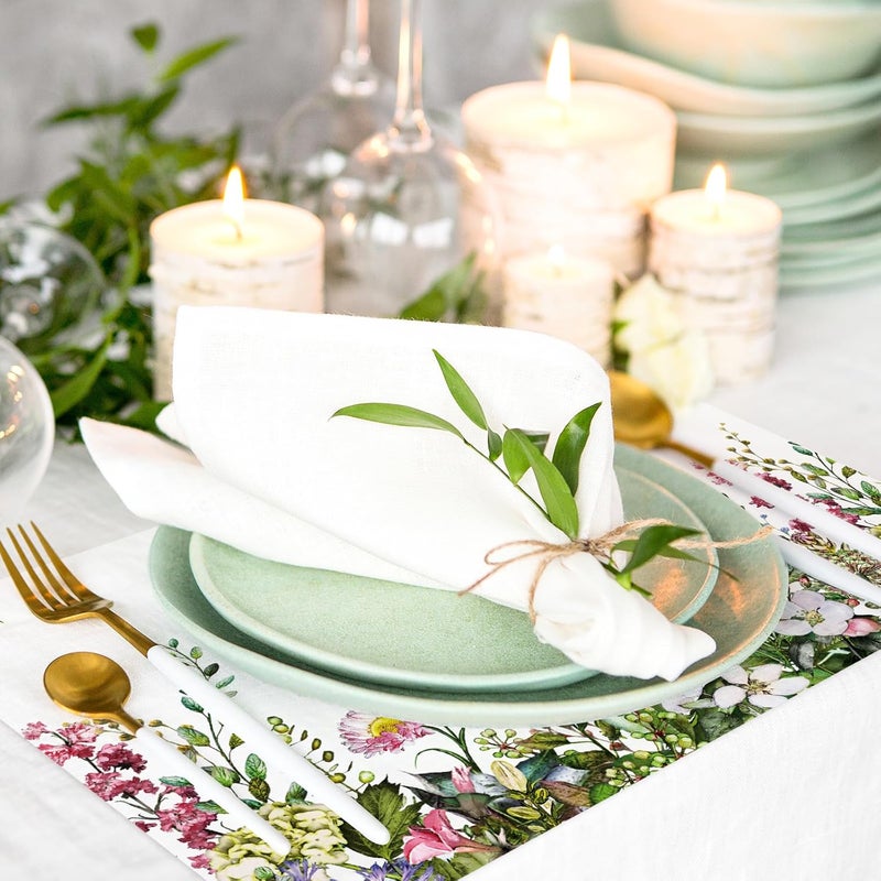 JarThenaAMCS 50 Sheets Spring Floral Paper Place Mats Wildflower Paper Placemat Flower Butterfly Decorative Paper Table Mat for Spring Wedding Bridal Shower Dinner Table 11 x 17 Inch - Image 4