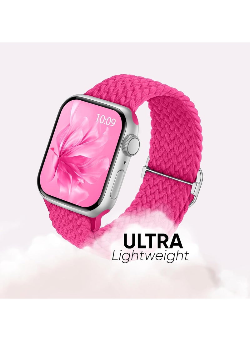 6 Pack Braided Stretchy Bands Compatible with Apple Watch Band 38mm 40mm 41mm 42mm Women Men, Adjustable Nylon Solo Loop Elastic Straps for iWatch Series 10 9 8 7 6 5 4 3 SE Ultra - Image 4