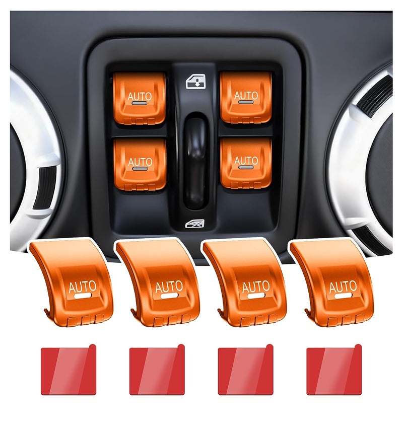 Eamplest Upgrade Metal Window Switch Button Cover Fit for Jeep Wrangler JK JKU 2018 2017 2016 2015 2014 2013 2012 2011 Accessories,Interior Trim Kit 4PCS (Orange) - Image 1