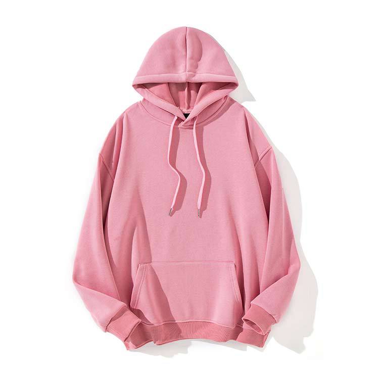 D14# tide cotton silver fox velvet shoulder-drop pullover hooded vests in stock group clothing T-shirt overalls printing logo Sakura Powder  - Image 1