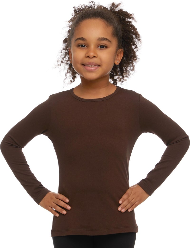Lovetti Brown Basic Seasonal Lycra Long Sleeve Girls T-Shirt  - Image 2
