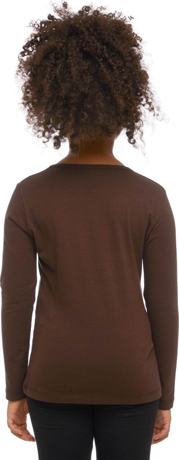 Lovetti Brown Basic Seasonal Lycra Long Sleeve Girls T-Shirt  - Image 3