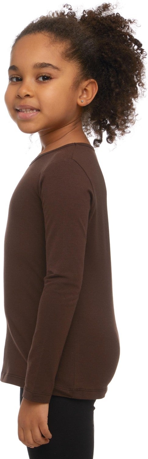 Lovetti Brown Basic Seasonal Lycra Long Sleeve Girls T-Shirt  - Image 4