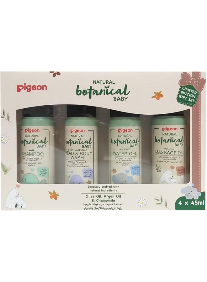 pigeon Natural Botanical Baby Gift Pack Sh + Wash + Water Gel + Massage Oil 45Ml X 4 - Image 1