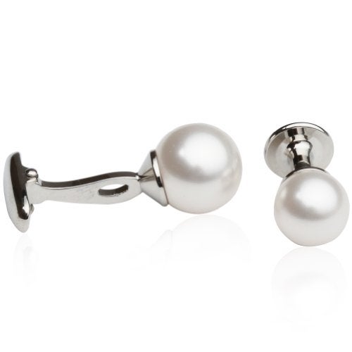 Cuff-Daddy Mens White Simulated Pearl Formal Set Cufflinks and Studs with Presentation Gift Box - Perfect for Wedding Travel - Image 2