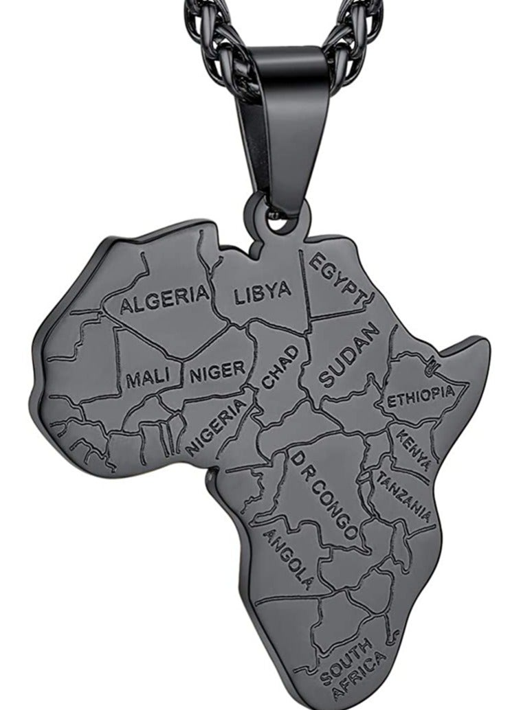 Africa Necklace  - African Map Design - Midnight Black - Image 1