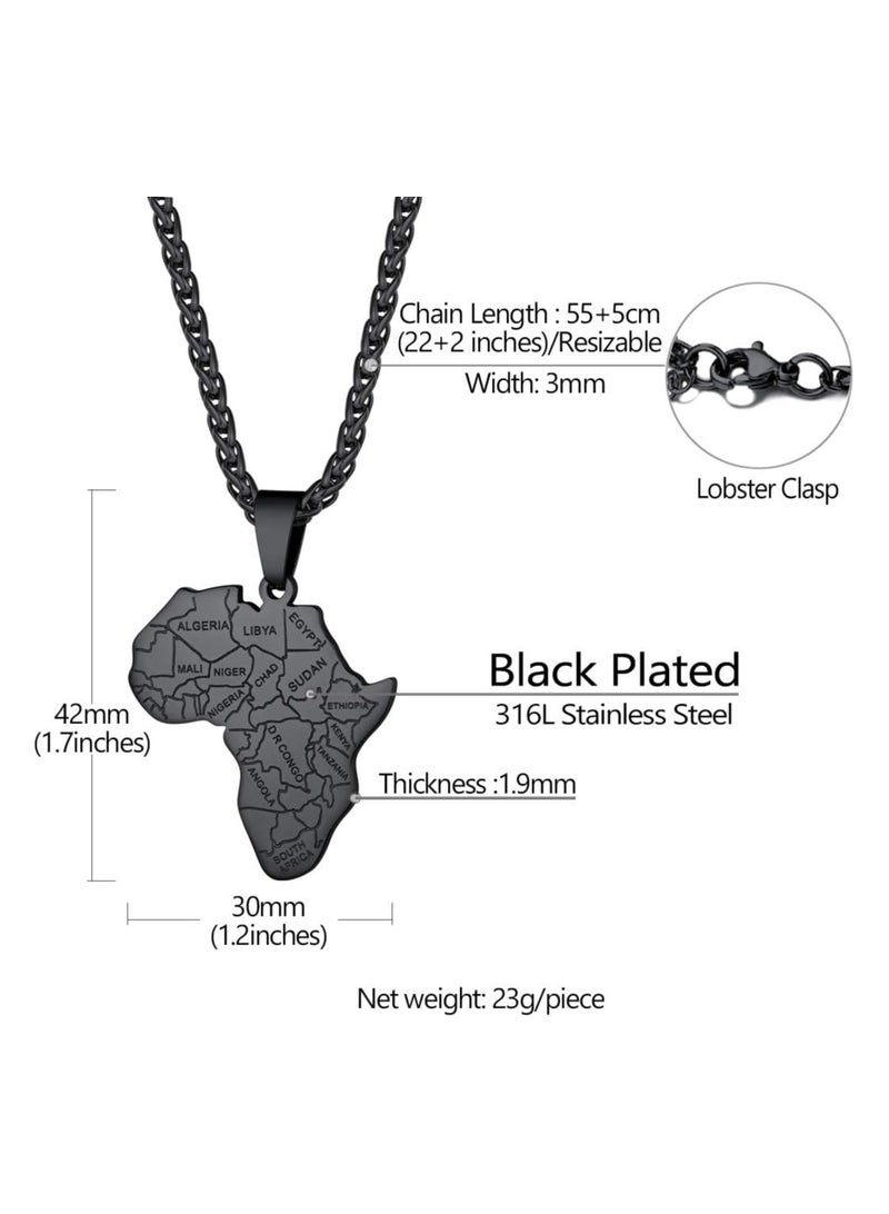 Africa Necklace  - African Map Design - Midnight Black - Image 3
