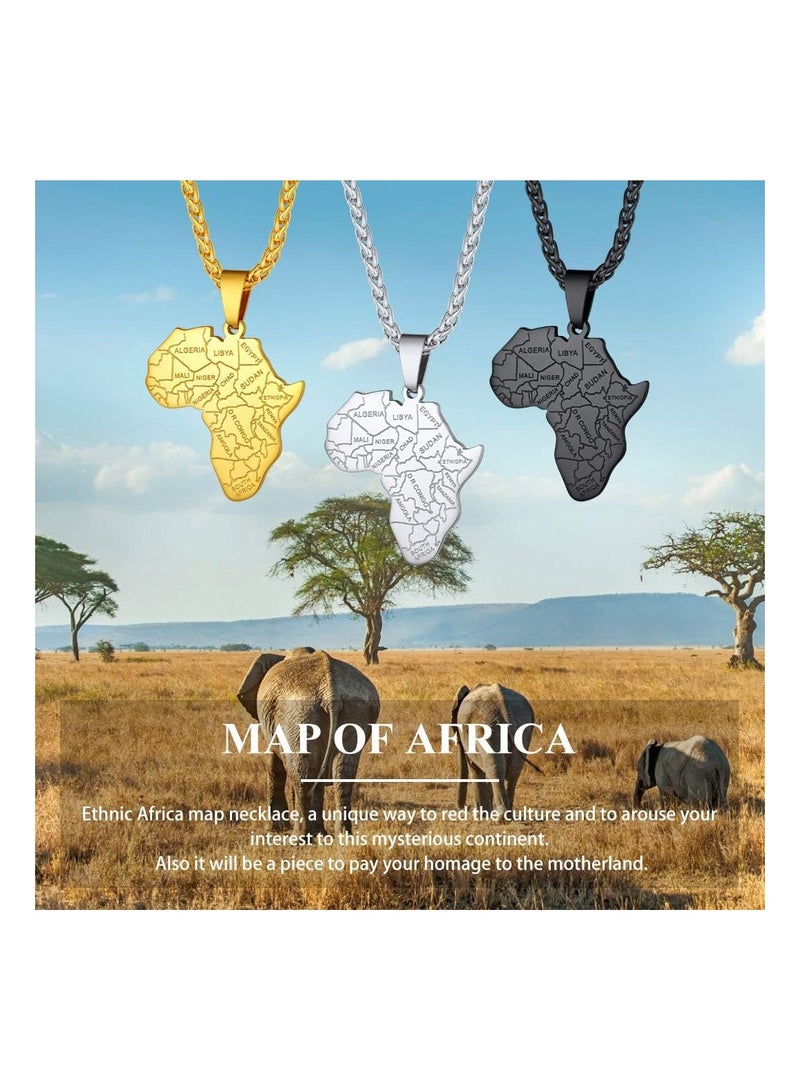 Africa Necklace  - African Map Design - Midnight Black - Image 2