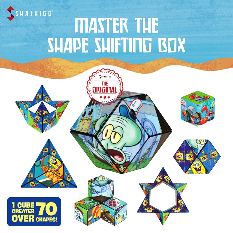 Shashibo Spongebob Squarepants Shape Shifting Box - STEM Fidget Toy with Ultra Strong Magnets - Sensory Puzzle Cube Transforms Into 100+ Shapes, Easter Basket Stuffers Gift for Kids (Krusty Krab) - Image 5