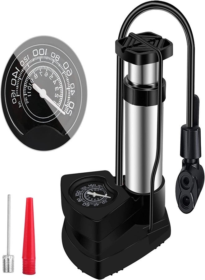 DeoDap Portable High Pressure Foot Air Pump | Cycle Pump for Bicycle and Bike | Heavy Compressor Cylinder with Pressure Gauge Floor Pump for Motorbike for Cars, Bicycle, Football (Black) - Image 1
