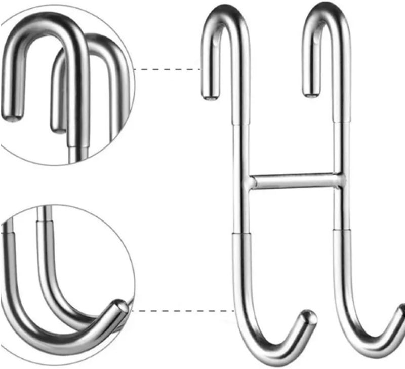 Stainless Steel Over Shower Door Hooks Double-Ended Bathroom Towel and Robe Hanger Silver Metal Non-Stick for Frameless Glass Doors - Image 3