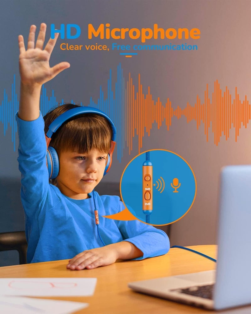 awatrue Kids Headphones Wired Toddler Headphones with Microphone, Over-Ear Headphones, 85/94dB Volume-Limiting, 3.5mm Jack, Foldable On-Ear Design - Safe & Comfortable for Learning BRBO - Image 4