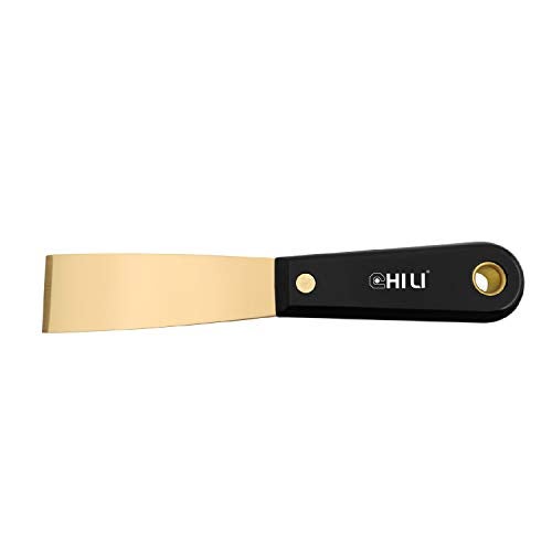 CHILI Tools. 1-1/4" Brass Putty Knife with Non-Spark, Non-Scratch, Non-Magnetic Brass Full Tang Blade, Sharp Grounding Tip and Durable Nylon Handle for Scraping in Tight Areas, Made in Taiwan - Image 3