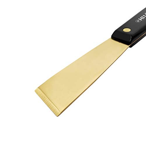 CHILI Tools. 1-1/4" Brass Putty Knife with Non-Spark, Non-Scratch, Non-Magnetic Brass Full Tang Blade, Sharp Grounding Tip and Durable Nylon Handle for Scraping in Tight Areas, Made in Taiwan - Image 2