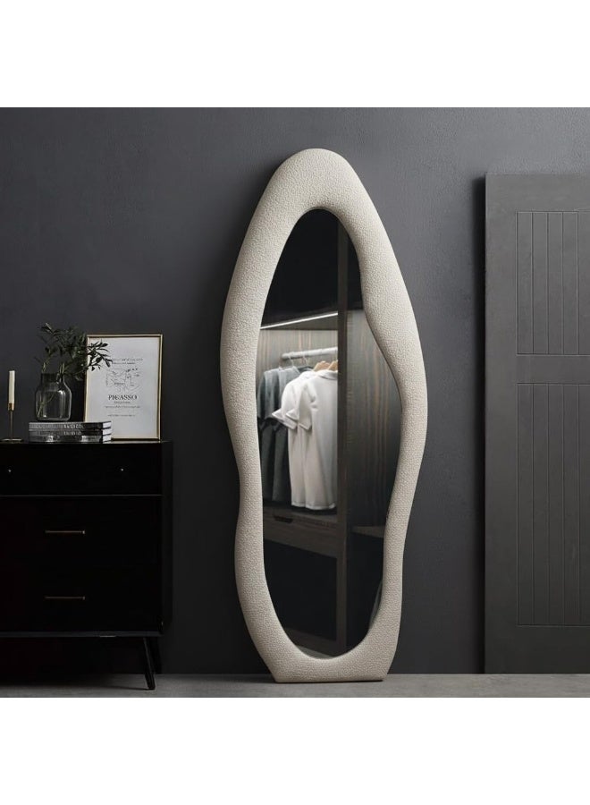 NAMA Unbreakable Full length Mirror Trendy Standing Mirror 190 x 70 cm – MDF Frame with Premium Panda Fabric Upholstery – Full Length Decorative Mirrors for Bedrooms and Dressing Rooms  (White) - Image 4