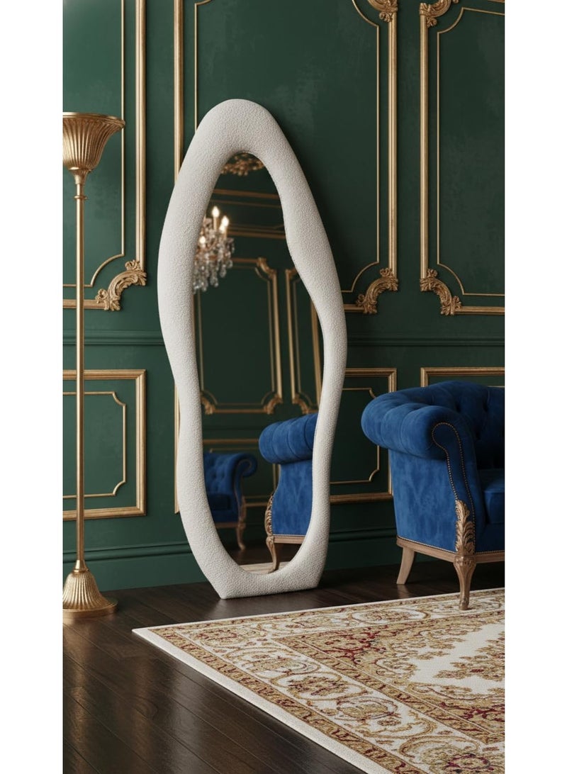 NAMA Unbreakable Full length Mirror Trendy Standing Mirror 190 x 70 cm – MDF Frame with Premium Panda Fabric Upholstery – Full Length Decorative Mirrors for Bedrooms and Dressing Rooms  (White) - Image 5