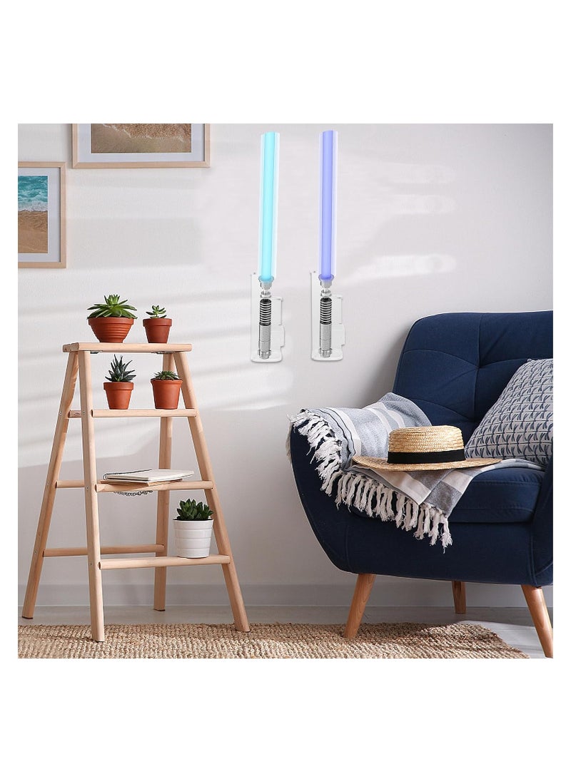 SYOSI - 2Pcs Sword Wall Mount Holder, Transparent Acrylic Light Sabre Display Rack, Sword Duel Crossed Display Holder, Double Light Sword Holder, Wall-Mounted Sword Stand Display for Light Saber Sword - Image 1