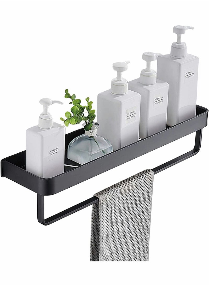 Y&D Bathroom Shelf with Towel Bar, Wall Mounted Shower Storage Organizer, Floating for Kitchen Toilet, 15.7inch(Black)  - Image 1