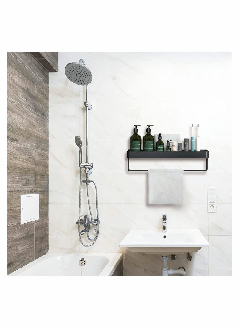 Y&D Bathroom Shelf with Towel Bar, Wall Mounted Shower Storage Organizer, Floating for Kitchen Toilet, 15.7inch(Black)  - Image 4