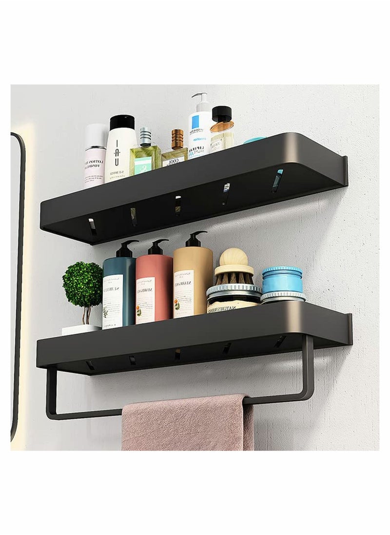 Y&D Bathroom Shelf with Towel Bar, Wall Mounted Shower Storage Organizer, Floating for Kitchen Toilet, 15.7inch(Black)  - Image 3