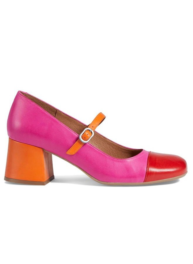 SHODENSE Women Rainbow Pumps Low Chunky Heel Mary Jane Shoes Square Cap Toe Ankle Strap Dress Pumps Two-Toned Mid Block Heel Mary Janes Lolita Shoes Multicolor Patchwork Office Wedding Party 4-11 M - Image 2