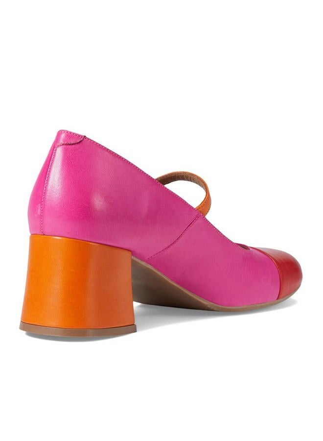 SHODENSE Women Rainbow Pumps Low Chunky Heel Mary Jane Shoes Square Cap Toe Ankle Strap Dress Pumps Two-Toned Mid Block Heel Mary Janes Lolita Shoes Multicolor Patchwork Office Wedding Party 4-11 M - Image 5