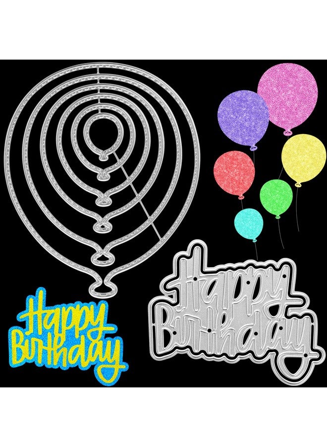 MIKIMIQI 2 Pack Birthday Metal Cutting Dies Stencils Mikimiqi Diy Craft Metal Scrapbooking Dies Cuts Happy Birthday Balloon Embossing Stencils Template For Card Making Scrapbooking Craft Paper Decor - Image 1