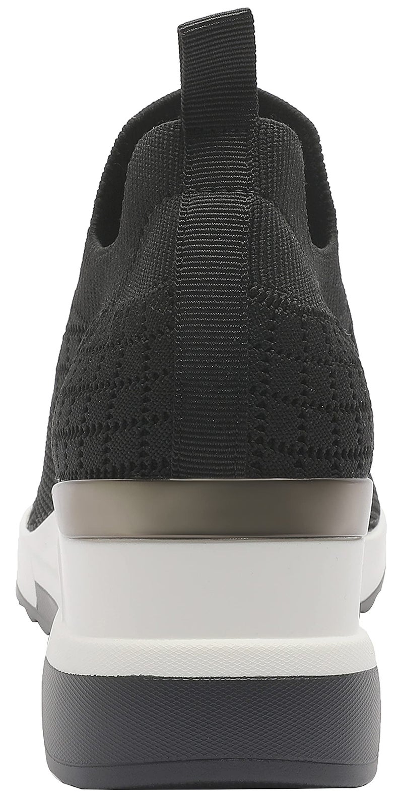 YZ High Heel Black Wedge Sneakers for Women Knit Upper Breathable Shoes (Black, 8) - Image 3
