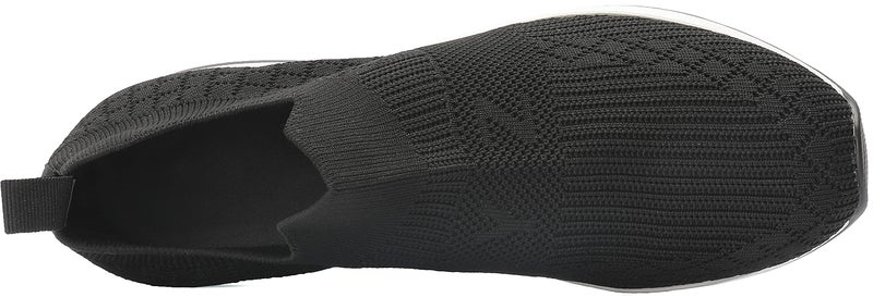 YZ High Heel Black Wedge Sneakers for Women Knit Upper Breathable Shoes (Black, 8) - Image 5