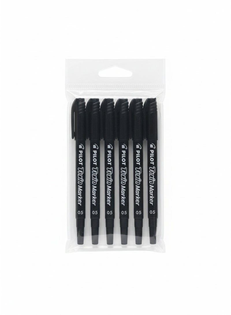 PILOT Twin Tip Marker – Black Ink, Dual Tip Writing, Smooth & Quick Dry (Pack of 6) - Image 1