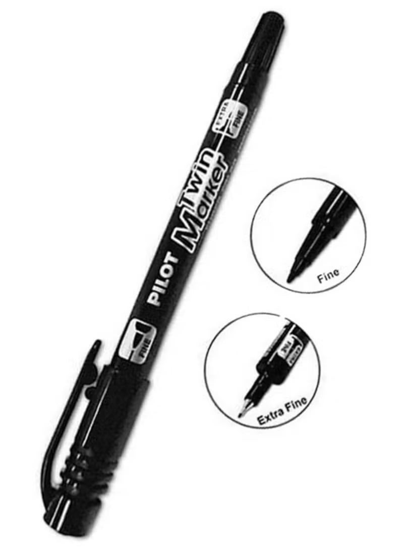 PILOT Twin Tip Marker – Black Ink, Dual Tip Writing, Smooth & Quick Dry (Pack of 6) - Image 3