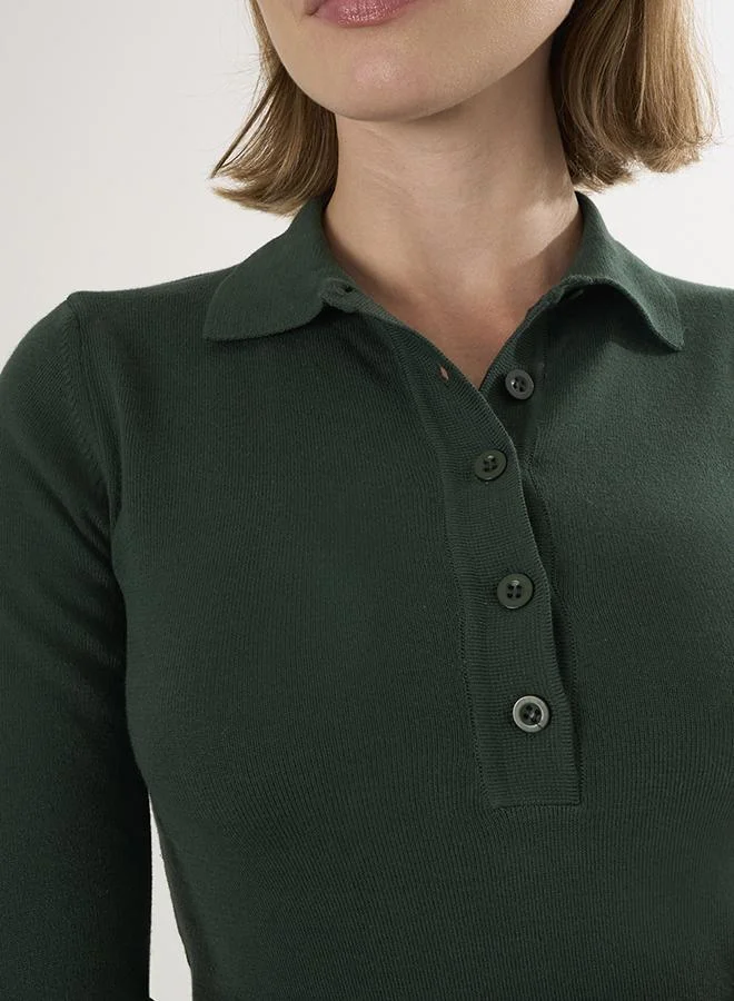 FELIX HARDY Green Polo Neck Buttoned Pullover for Women | Best Price UAE