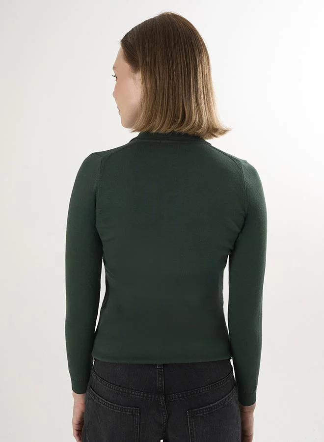 FELIX HARDY Green Polo Neck Buttoned Pullover for Women | Best Price UAE