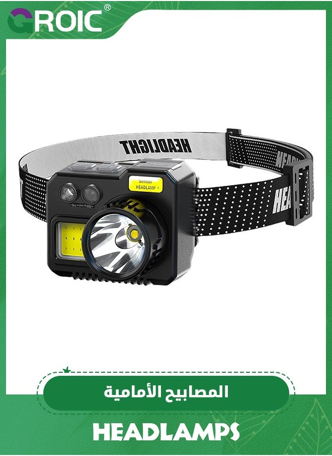 Rechargeable LED Headlamp, Lightweight Head Lamp with 7 Modes with Motion Sensor, 45°Adjustable Headlamp Flashlight, Waterproof Head Lamp for Camping, Running, Climbing, Hiking - pzsku/Z48CFF8BAE18851D56DCAZ/45/_/1703557084/faf93b3c-3452-4b2f-a219-cfb1562db056