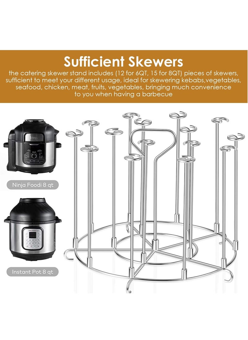 Air Fryer Skewer Rack Stand, Air Fryer Skewers Rack Holder, Stainless Steel Kebab Stand, 8 Qt Stainless Steel Grills Rack for Air Fryer, Kebab Stand Accessories for Ninja Air Fryer - Image 3