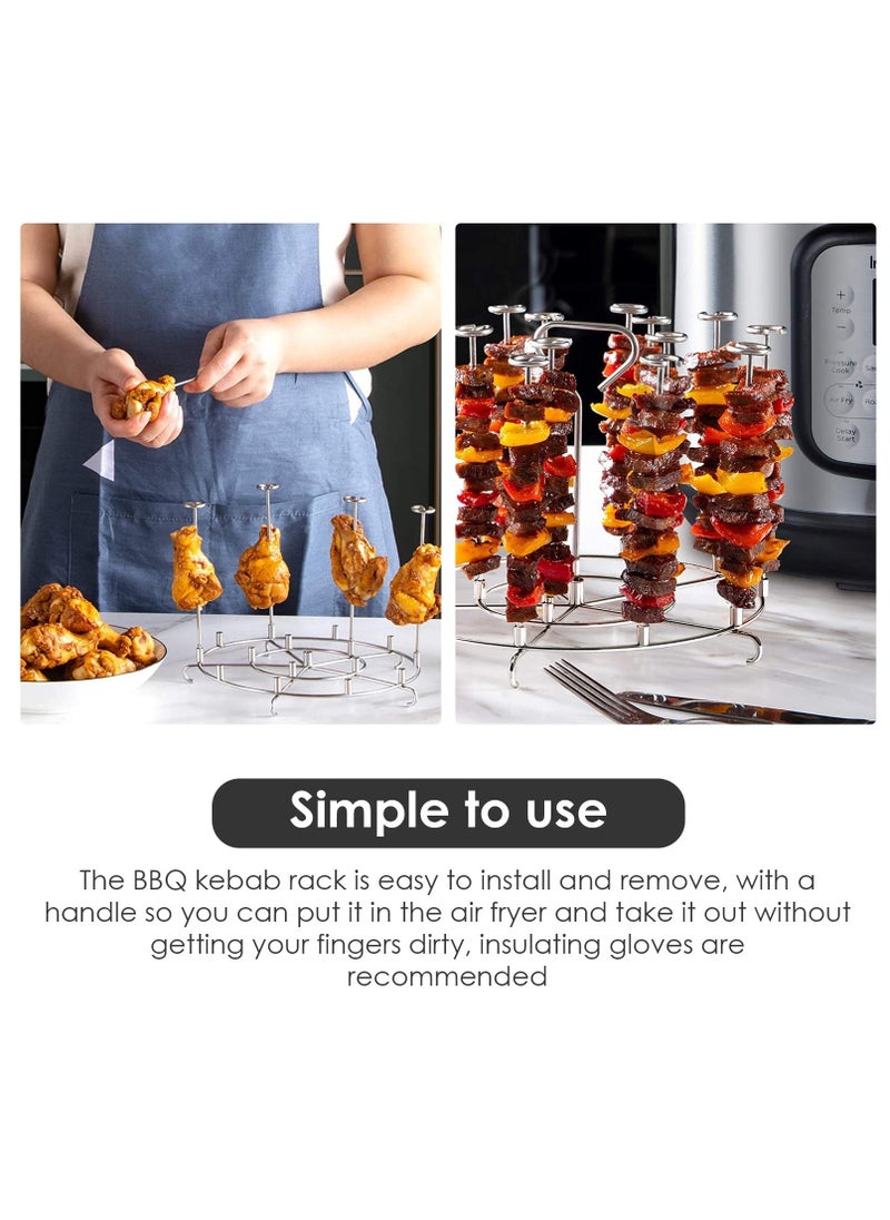 Air Fryer Skewer Rack Stand, Air Fryer Skewers Rack Holder, Stainless Steel Kebab Stand, 8 Qt Stainless Steel Grills Rack for Air Fryer, Kebab Stand Accessories for Ninja Air Fryer - Image 4