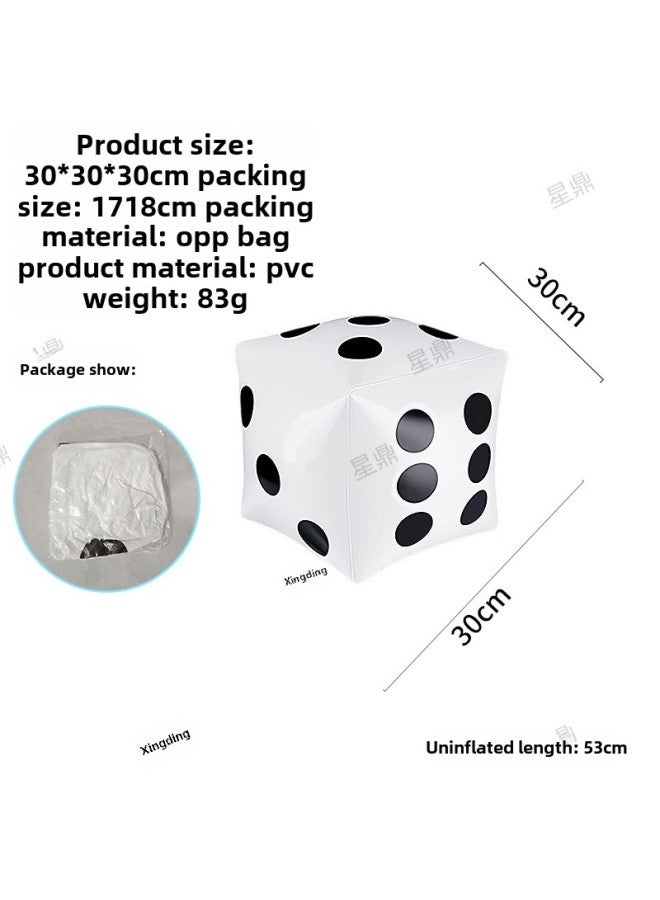 Inflatable Dice Nightclub Stage Game Large Dice Toy Bar Decoration Props Inflatable Dice Custom Processing-Color:White-Specifications:30cm  - Image 1