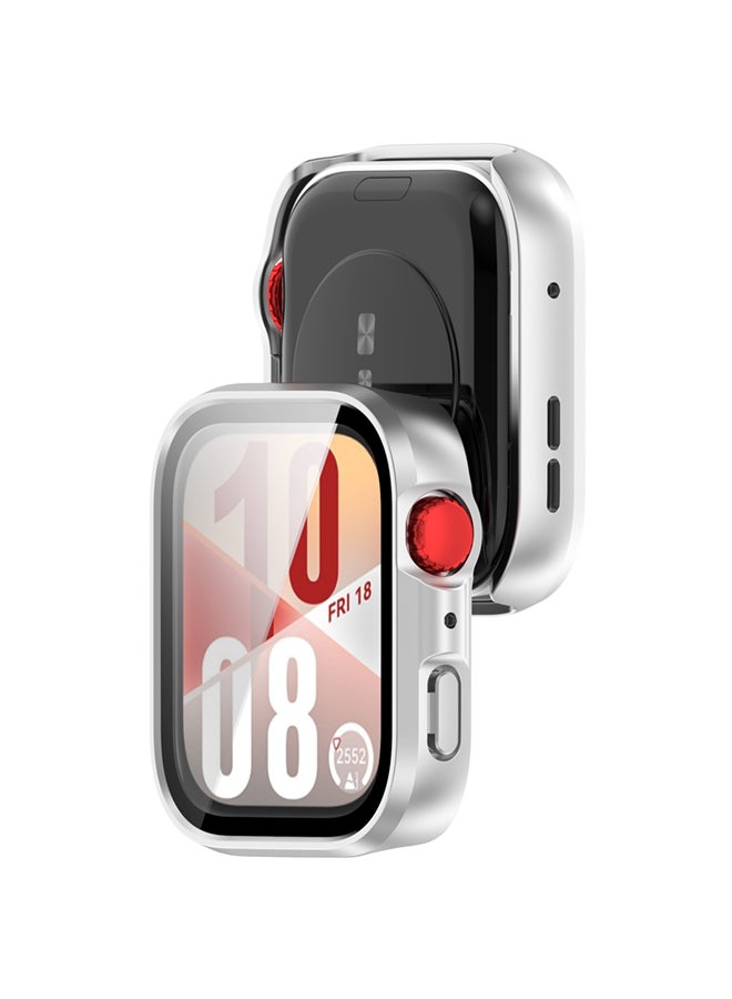 SJet Huawei Watch Fit 4 Case Hard PC Case with Tempered Glass Screen Protectors Full Protective Cover(Silver)  - Image 2